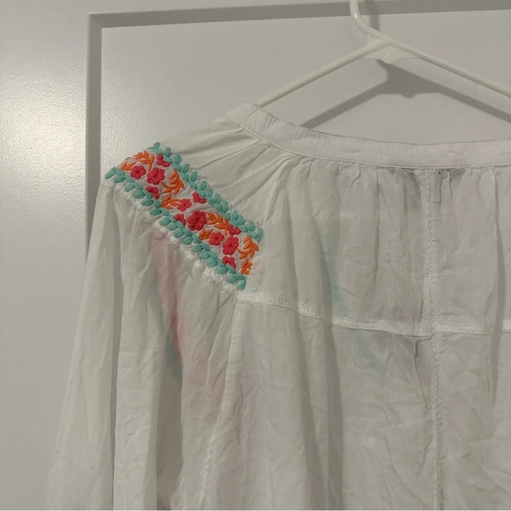 Hatley Embroidered White Long Sleeve Modal Tunic Size Small - Picture 10 of 15